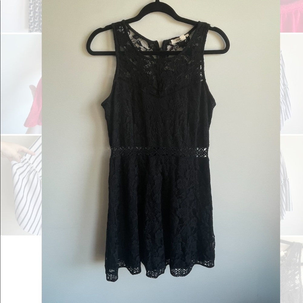 Black Lace Skater Dress